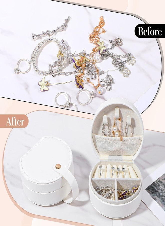 AojSup 6 Pack Travel Jewelry Case, Mini Leather Bridesmaid Jewelry Gift Box Bulk, Half Moon Design, Detachable Handle, Small Earring Storage Organizer for Women Girls Bridesmaid Proposal Gifts (White) - Image 5